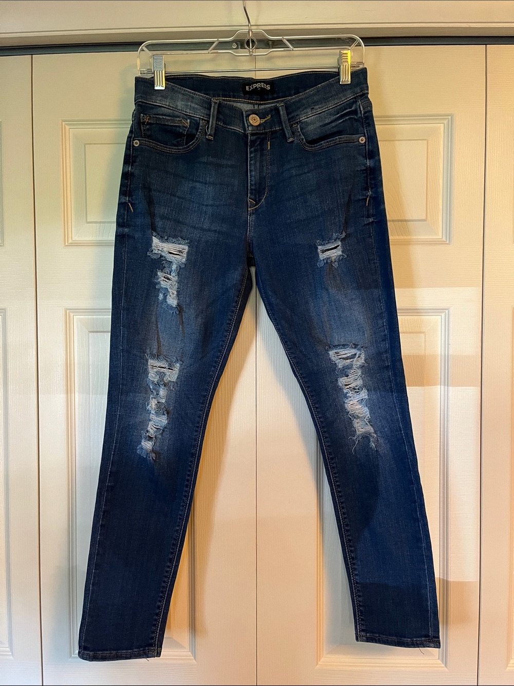 Express Distressed Skinny Jeans